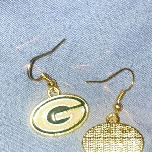 Green Bay Packers Gold & Green Logo Dangle Earrings